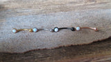 Black IP Fire Opal Vertical Lip Curve Eyebrow Rook Bar Ring 16g (1.2mm) Piercing 8mm