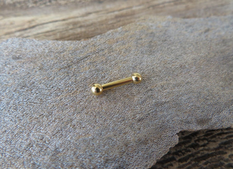 Tiny Small Balls 16G 14G Gold Ion Plated Basic Barbell Surgical Steel Barbell 16G (1.2mm) 14G (1.6mm) Piercing 6mm 8mm 10mm 12mm Bridge