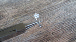 White Flower Glitter Crystal Vertical Lip Curve Eyebrow Rook Bar Ring 16g (1.2mm) Piercing