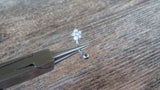 White Flower Glitter Crystal Vertical Lip Curve Eyebrow Rook Bar Ring 16g (1.2mm) Piercing