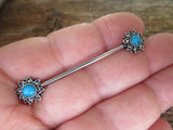 Turquoise Howlite Natural Stone Sun Industrial 14G (1.6mm) Piercing 32mm 35mm 38mm