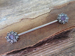 Amethyst Natural Stone Sun Industrial 14G (1.6mm) Piercing 32mm 35mm 38mm