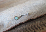 Pink Fire Opal Vertical Lip Curve Eyebrow Rook Bar Ring 16g (1.2mm) Piercing