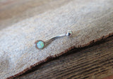 Pink Fire Opal Vertical Lip Curve Eyebrow Rook Bar Ring 16g (1.2mm) Piercing