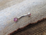 Pink Fire Opal Vertical Lip Curve Eyebrow Rook Bar Ring 16g (1.2mm) Piercing