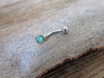 Light Blue Fire Opal Vertical Lip Curve Eyebrow Rook Bar Ring 16g (1.2mm) Piercing