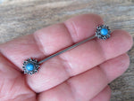 Turquoise Howlite Natural Stone Sun Industrial 14G (1.6mm) Piercing 32mm 35mm 38mm