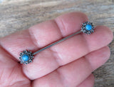 Turquoise Howlite Natural Stone Sun Industrial 14G (1.6mm) Piercing 32mm 35mm 38mm
