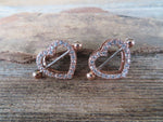 Rose Gold Ion Plated Chunky Heart Gems 14G or 16G Nipple Shields Pair