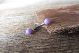 Purple Opal Floating Minimalist Belly Ring 14g VCH Internally Threaded Piercing Custom Lengths