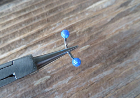 Blue Opal Floating Minimalist Belly Ring 14g VCH Internally Threaded Piercing Custom Lengths