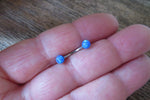 Blue Opal Floating Minimalist Belly Ring 14g VCH Internally Threaded Piercing Custom Lengths