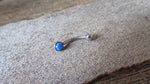 White Fire Opal Vertical Lip Curve Eyebrow Rook Bar Ring 16g (1.2mm) Piercing 8mm 10mm