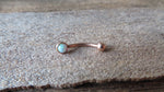 Black IP Fire Opal Vertical Lip Curve Eyebrow Rook Bar Ring 16g (1.2mm) Piercing 8mm