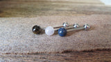 Bundle 3-Pack Tiger Eye Natural Stone Barbell Tongue Ring 14g (1.6mm) Piercing