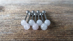 Bundle 3-Pack Rose Quartz Natural Stone Barbell Tongue Ring 14g (1.6mm) Piercing