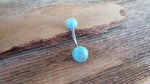 Titanium Ti6Al4V ELI Implant Grade Lapis Lazuli Natural Stone Belly Ring 14g (1.6mm) Piercing 6mm & 8mm Balls