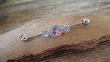 Blue Gems Custom Lengths Crystal Silver Ion Plated Triple Sun Surgical Steel 316L Barbell Industrial Small Balls 14G (1.6mm) Piercing