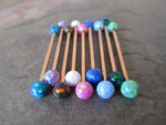 Rose Gold Ion Plated Light Blue Opal 100% Surgical Steel Industrial Scaffold Barbell 14G (1.6mm) Piercing Minimalist