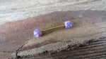14G Gold Ion Plated Lavender Opal Surgical Steel Nipple Tongue Ring Barbell 14G (1.6mm) Piercing