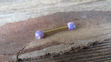 14G Gold Ion Plated Lavender Opal Surgical Steel Nipple Tongue Ring Barbell 14G (1.6mm) Piercing