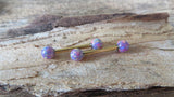 14G Gold Ion Plated Lavender Opal Surgical Steel Nipple Tongue Ring Barbell 14G (1.6mm) Piercing