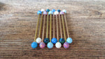 Rose Gold Ion Plated Navy-Blue Green Opal 100% Surgical Steel Industrial Scaffold Barbell 14G (1.6mm) Piercing Minimalist