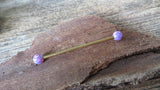 Rose Gold Ion Plated Navy-Blue Green Opal 100% Surgical Steel Industrial Scaffold Barbell 14G (1.6mm) Piercing Minimalist