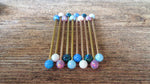Gold Ion Plated Navy-Blue Green Opal 100% Surgical Steel Industrial Scaffold Barbell 14G (1.6mm) Piercing Minimalist
