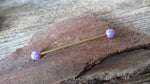 Gold Ion Plated Lavender Opal 100% Surgical Steel Industrial Scaffold Barbell 14G (1.6mm) Piercing Minimalist
