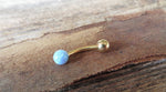 Gold IP Blue Fire Opal Floating Belly Ring 14G (1.6mm) VCH Piercing Minimalist Petite