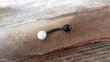 Blue Fire Opal Floating Black IP Surgical Steel Belly Ring 14G (1.6mm) VCH Piercing Minimalist Petite