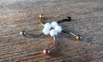 White Floating Gold IP Fire Opal Surgical Steel Belly Ring 14G (1.6mm) VCH Piercing Minimalist Petite