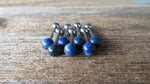 Bundle 3-Pack Lapis Lazuli Natural Stone Barbell Tongue Ring 14g (1.6mm) Piercing