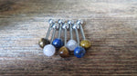 Bundle 3-Pack Rose Quartz Natural Stone Barbell Tongue Ring 14g (1.6mm) Piercing