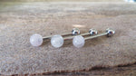 Bundle 3-Pack Rose Quartz Natural Stone Barbell Tongue Ring 14g (1.6mm) Piercing