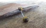 Titanium Ti6Al4V ELI Implant Grade Lapis Lazuli Natural Stone Belly Ring 14g (1.6mm) Piercing 6mm & 8mm Balls