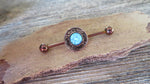 Copper Blue Opal Mandala Surgical Steel 316L Barbell Industrial 14G (1.6mm) Piercing