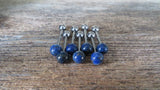 Lapis Lazuli Titanium Ti6Al4V ELI Implant Grade Natural Stone Barbell Tongue Ring 14g (1.6mm) Piercing