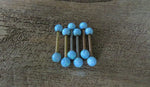 14G Gold Ion Plated Light Blue Opal Surgical Steel Nipple Tongue Ring Barbell 14G (1.6mm) Piercing