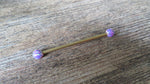 Rose Gold Ion Plated Lavender Opal 100% Surgical Steel Industrial Scaffold Barbell 14G (1.6mm) Piercing Minimalist