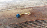 Gold IP Blue Fire Opal Floating Belly Ring 14G (1.6mm) VCH Piercing Minimalist Petite