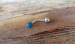 Blue Fire Opal Floating Surgical Steel Belly Ring 14G (1.6mm) VCH Piercing Minimalist Petite