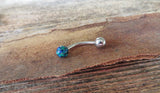 Blue Fire Opal Floating Surgical Steel Belly Ring 14G (1.6mm) VCH Piercing Minimalist Petite