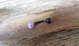 Navy-Blue Green Fire Opal Floating Black IP Surgical Steel Belly Ring 14G (1.6mm) VCH Piercing Minimalist Petite
