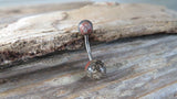 Custom Lengths Gold Stone Belly Ring 14g (1.6mm) Piercing 6mm & 8mm Balls
