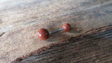 Custom Lengths Gold Stone Belly Ring 14g (1.6mm) Piercing 6mm & 8mm Balls
