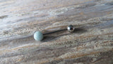 Custom Lengths Green Amazonite Natural Stone Barbell Tongue Ring 14g (1.6mm) Piercing