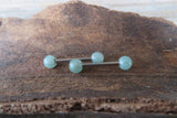 Minimalist Surgical Steel Green Aventurine Natural 5mm Stone Barbell Nipple Rings Industrial 14G (1.6mm) Piercing