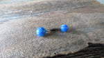Custom Lengths Blue 5mm and 6mm Double Opals Belly Ring Christina VCH 14G (1.6mm) Piercing Opal Belly Ring Hood Piercing